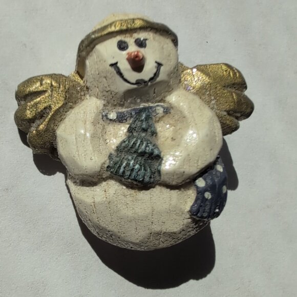 Jewelry - Vintage Snowman Gold Wings Brooch Winter Snow Christmas Holidays